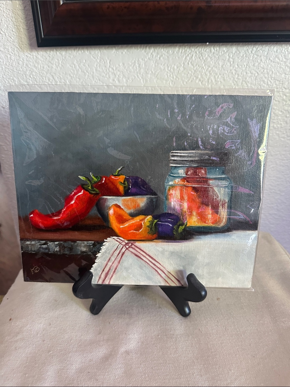 UNFRAMED - Still Life Peppers and Jar Canvas Art - Red, Orange, Purple
